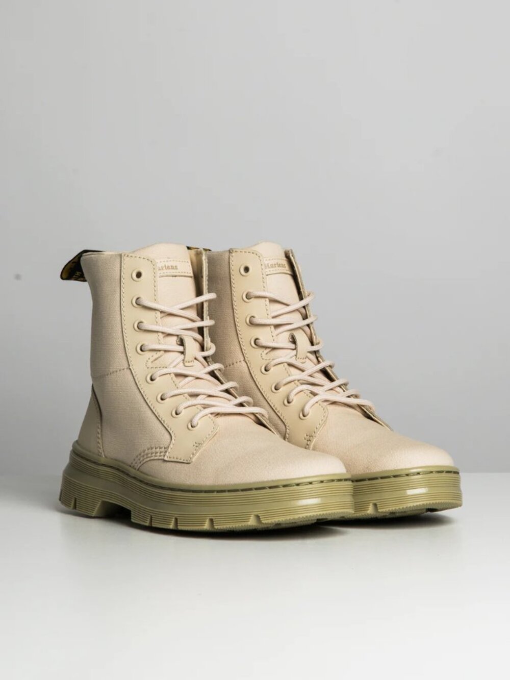 Dr. Martens Boots Sz 9 Womens Parchment Beige Combs Canvas Milled Coated Leather - Picture 12 of 15